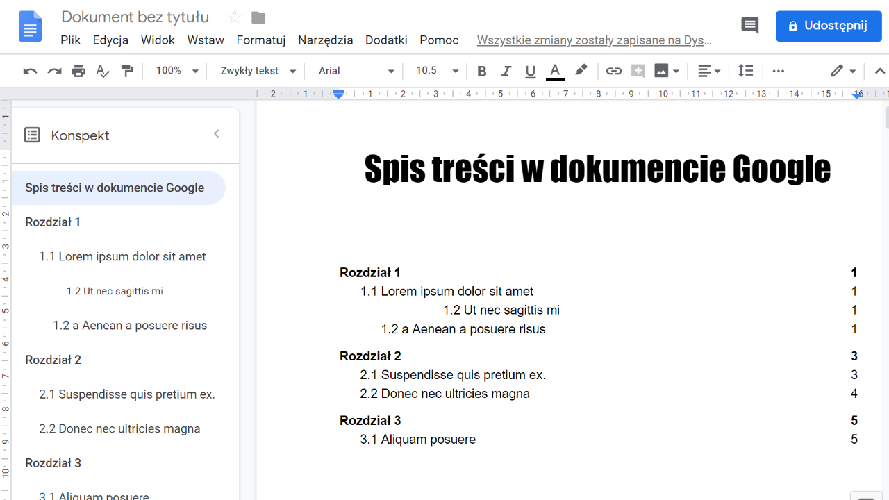 Spis Treści W Dokumencie Google | Jak Stworzyć Automatyczny Spis