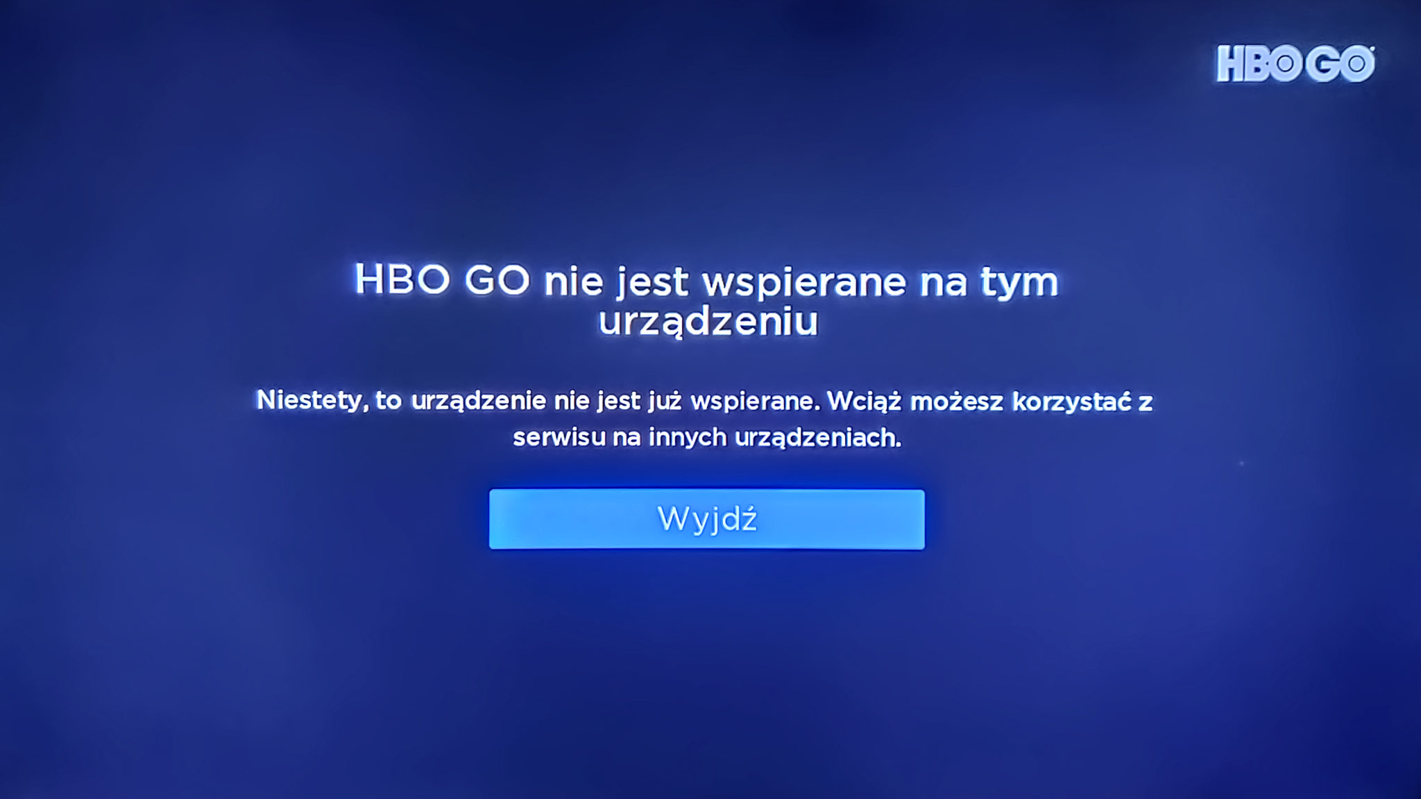 Nie działa aplikacja HBO.