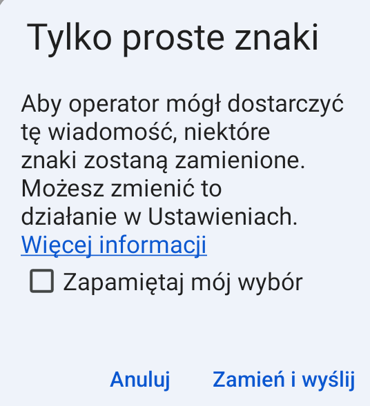 problem z polską czcionką w SMS